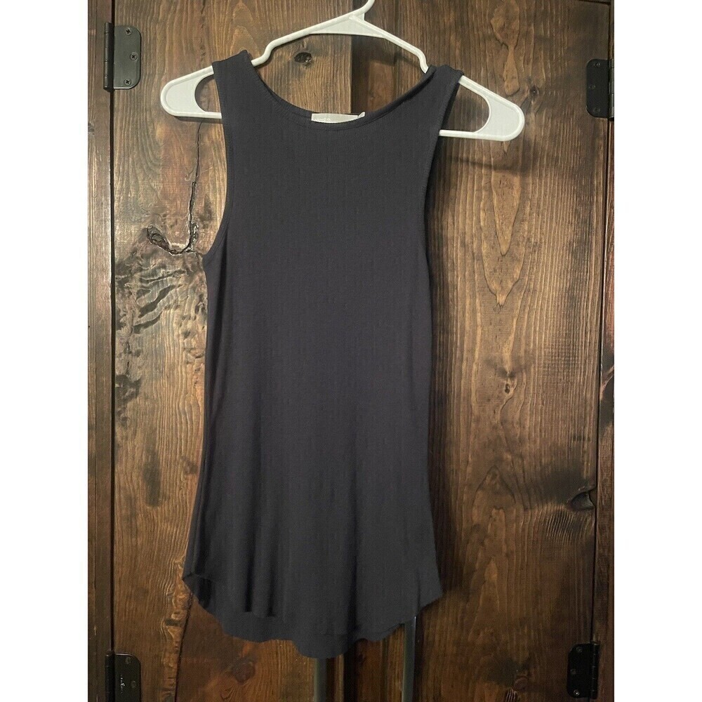 Vince S Black Ribbed Scoop Neck Tank Top Pima Cotton Modal Peru SUPER SOFT